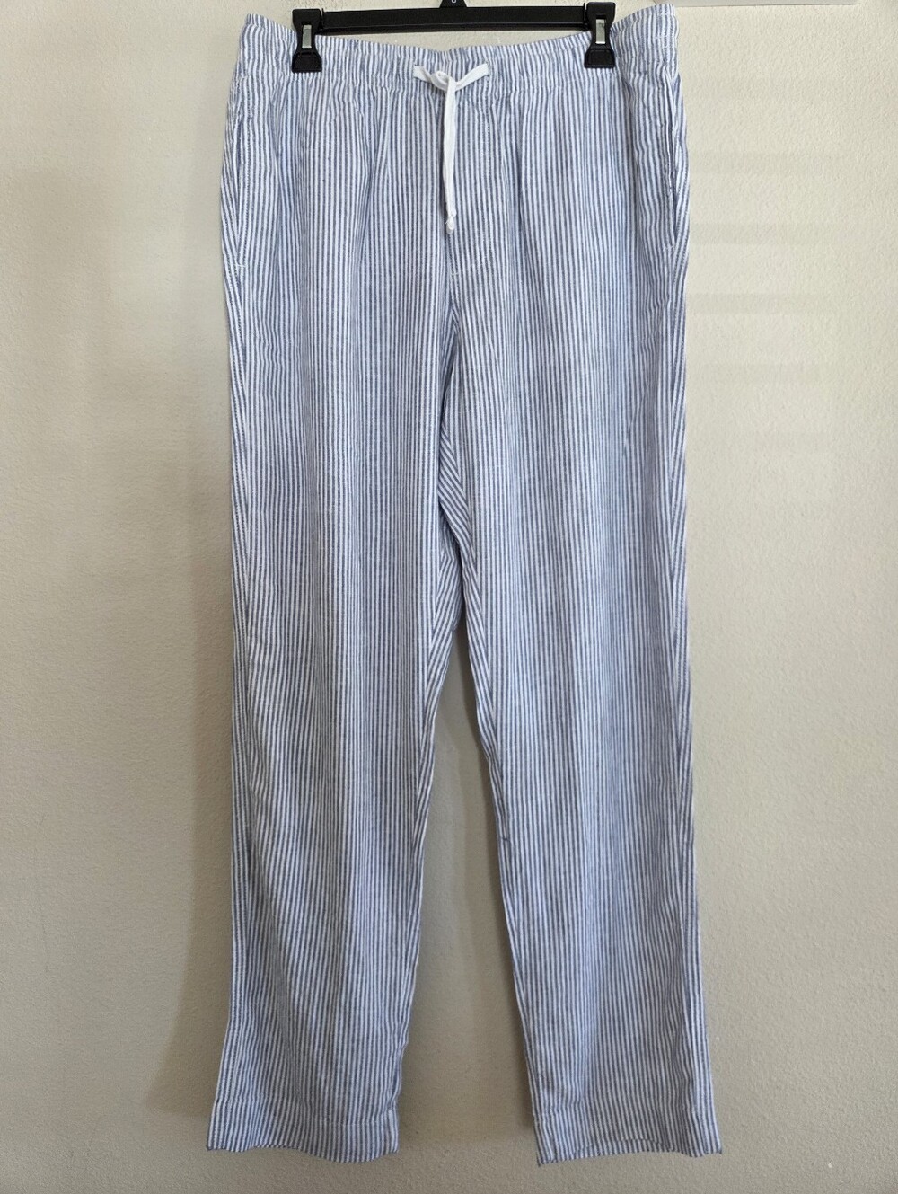 Daniel Hechter Mens Paris Linen Blend Stripe Drawstring Pants Size Medium NWT